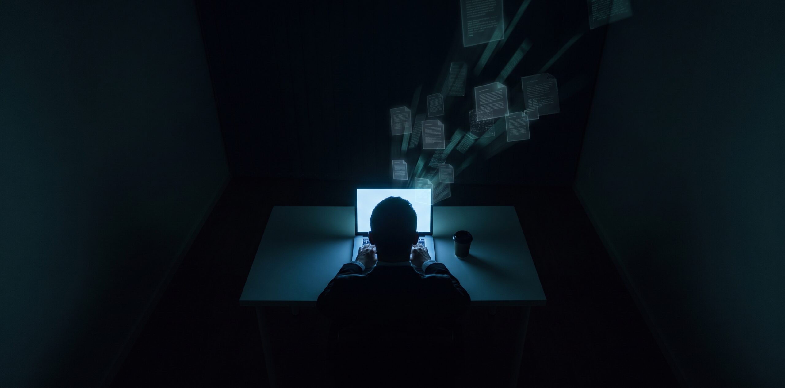 Employee working late, sensitive documents leaving undetected
